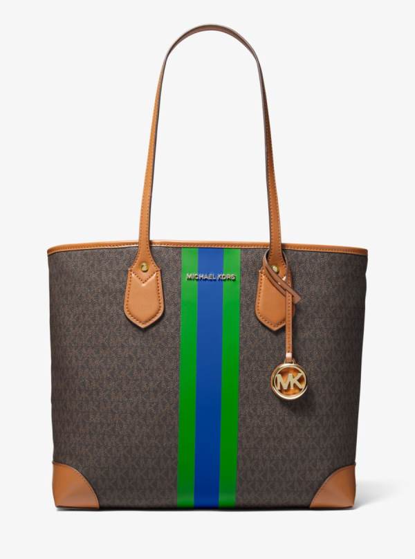 Damske Prenosná Taška Michael Kors Eva Large Signature Logo Stripe Zelene - Kabelky Michael Kors Lacne | JUYCA-2495